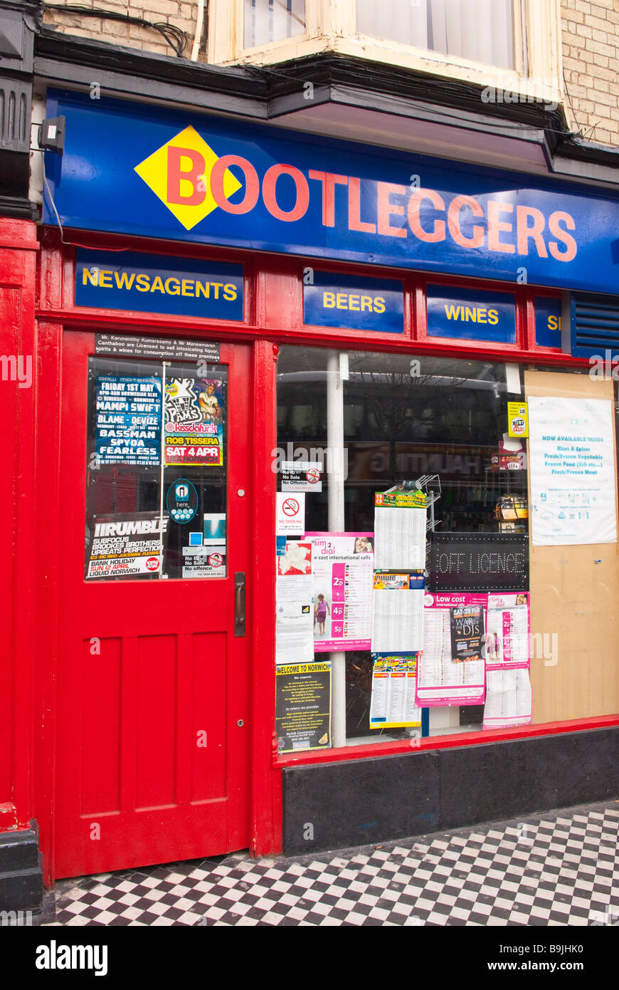 Bootleggers shop store and off licence in Norwich,Norfolk,Uk Stock Photo