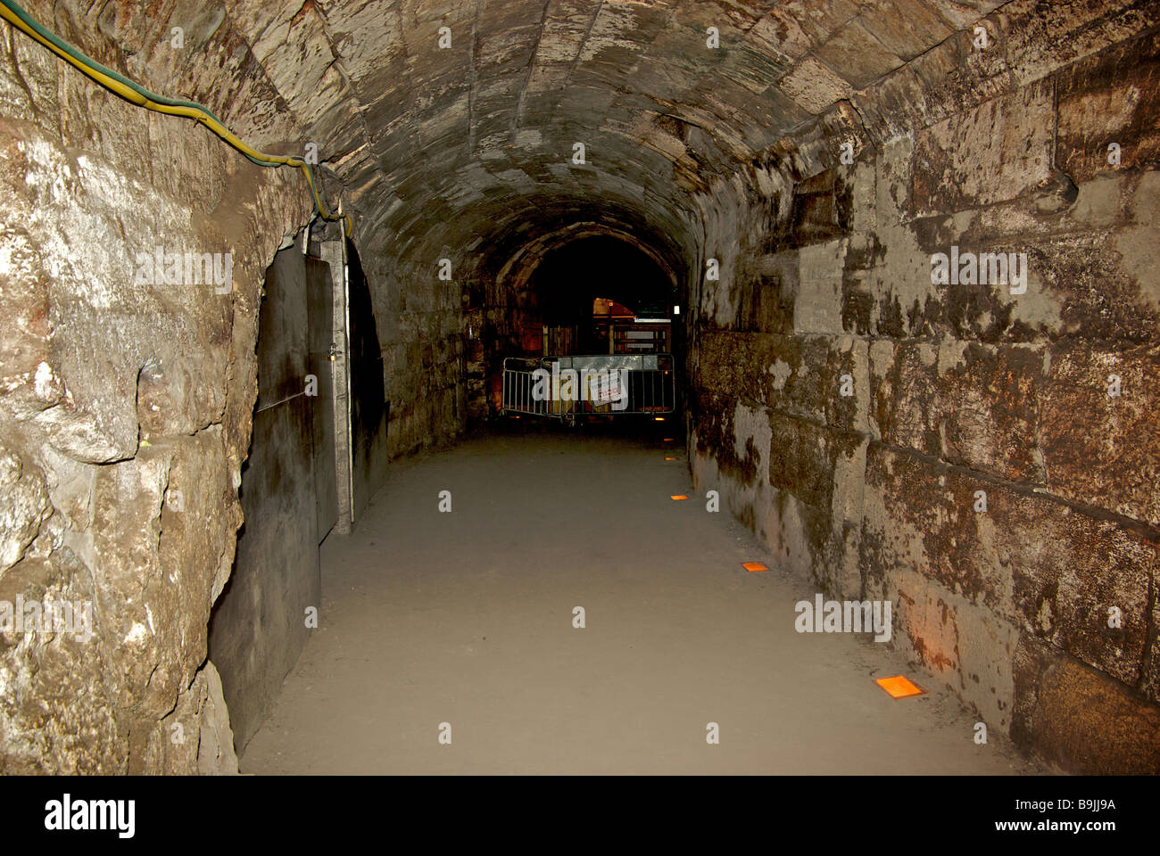 Labyrinth of tunnels under archaeological excavation under King Herods Temple Mount Western Wall in old Jerusalem Stock Photo