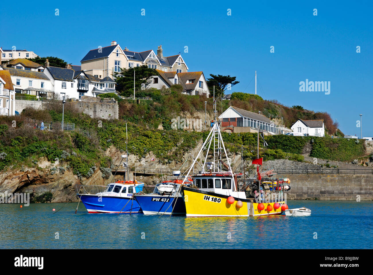 fishing boats in the harbour at newquay,cornwall,uk Stock Photo