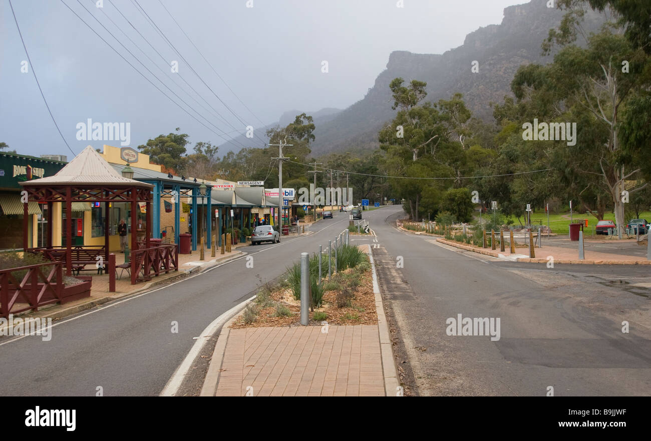 The main street of Halls Gap in the Grampians regeon of Victoria, Australia Stock Photo