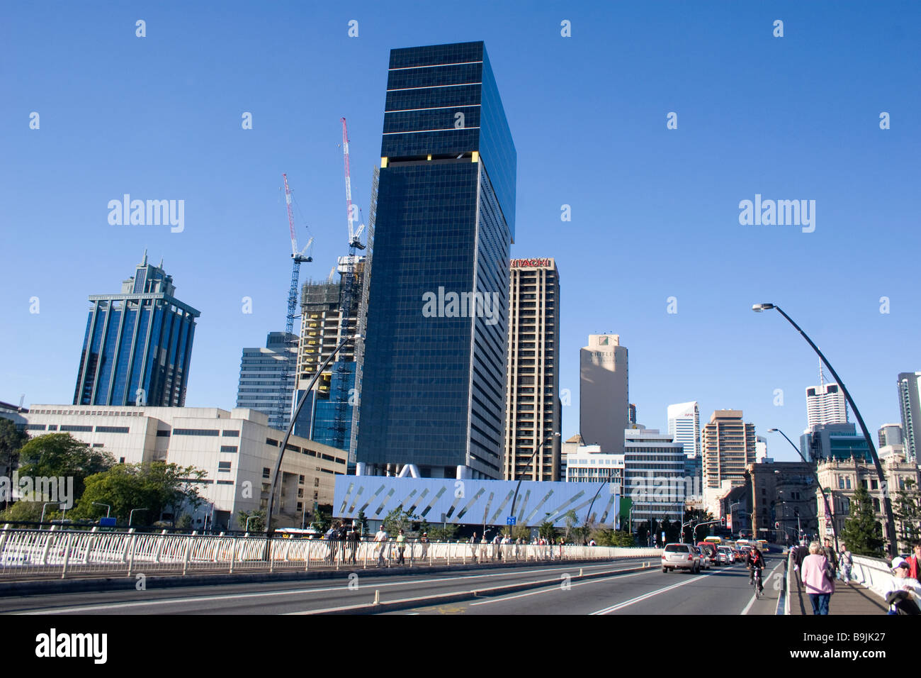 Buildings on the Brisbane River in the Suburbs in this Capitol City of Queensland show the Cityscape Stock Photo