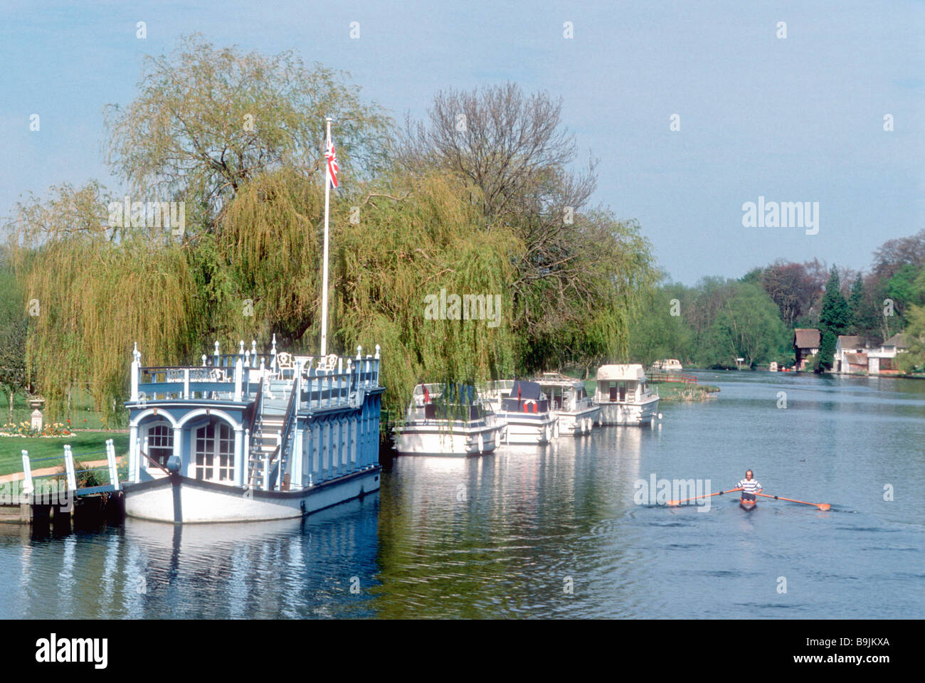 A College Barge On The River Thames At Streatley On Thames Berkshire 