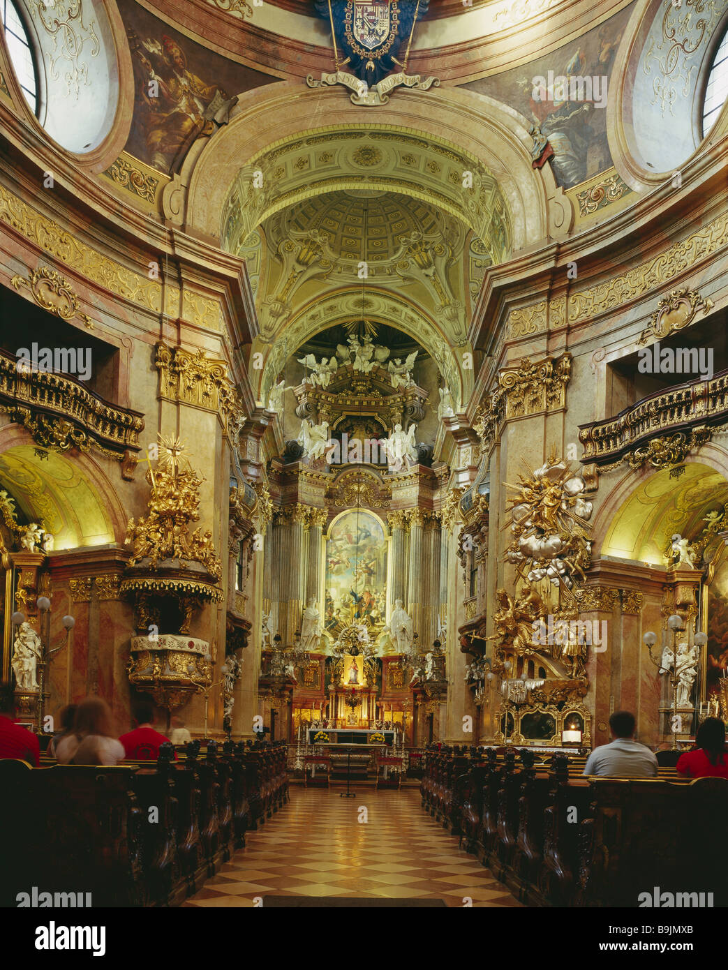 Austria Vienna Church St. peter nave interior view capital culture-city church style baroque baroque-church construction Stock Photo