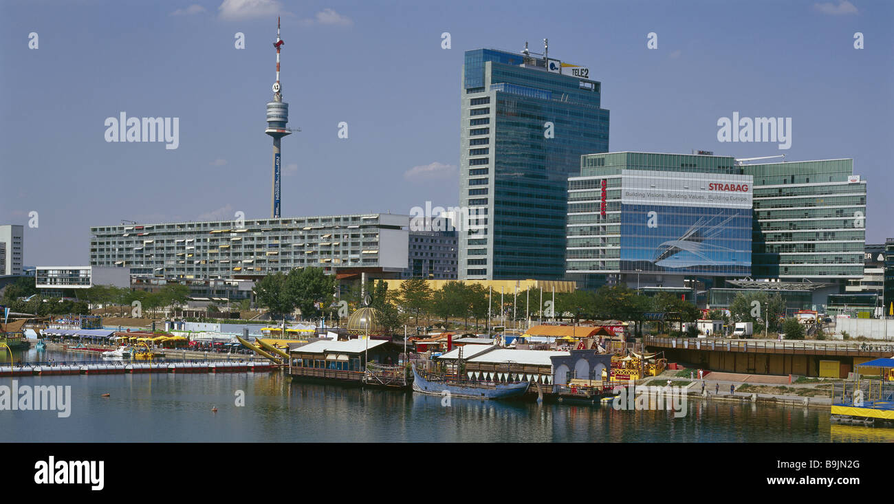 Austria Vienna city view Danube city Copa Kagrana capital culture-city office buildings office-high-rises television-tower Stock Photo