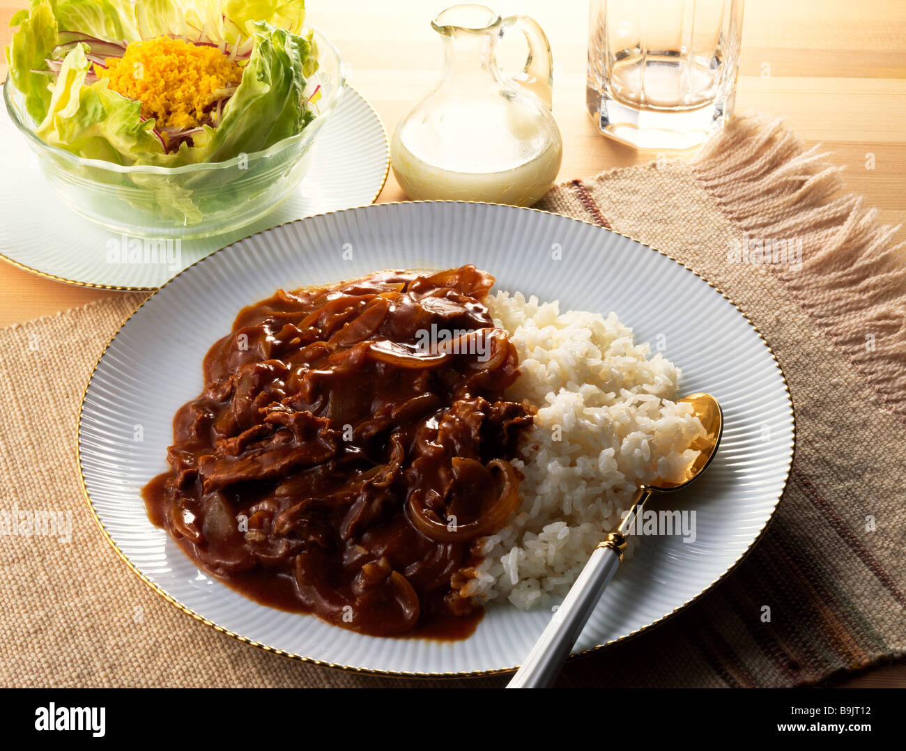 Rice with hashed meet Stock Photo