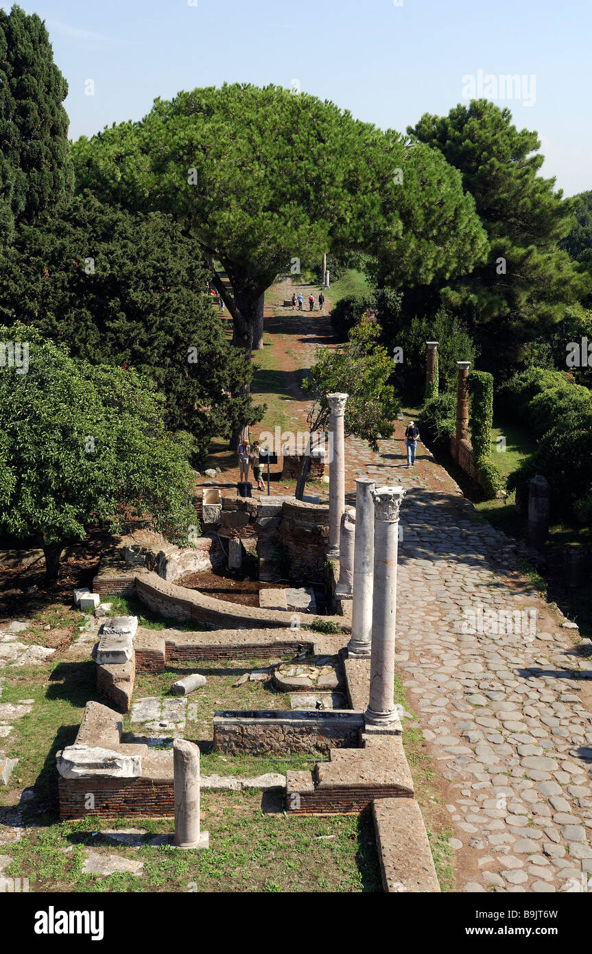 Italy, Lazio, Ostia Antica, Decumanus Maximus, main street that crosses the city Stock Photo