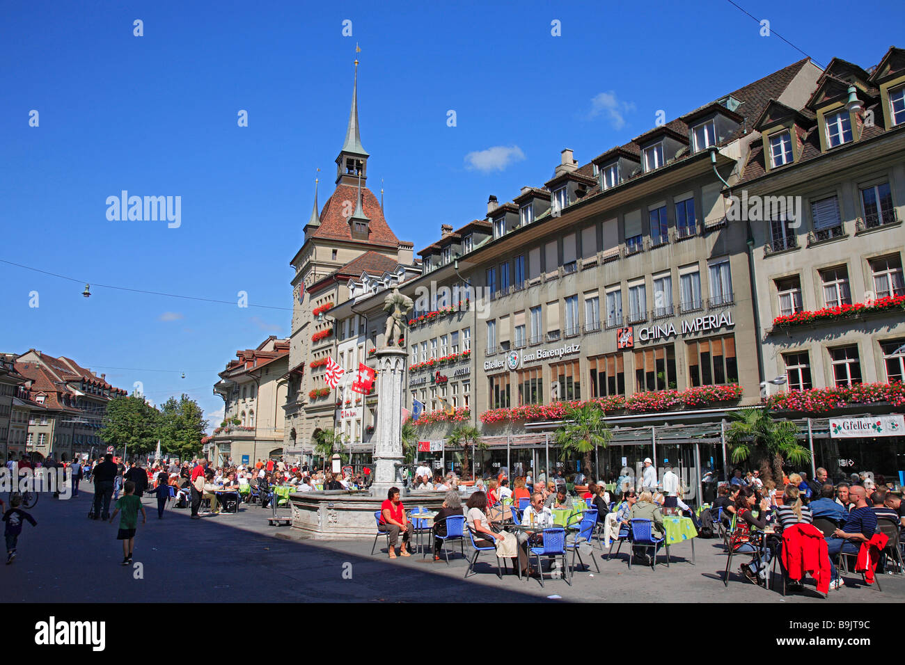 city centre at the Bärenplatz of Bern Switzerland Stock Photo