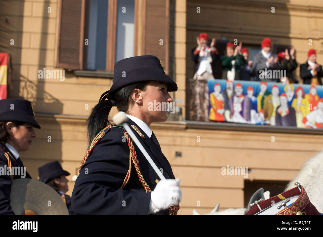 Italy Piemont Ivrea carnival police woman Stock Photo