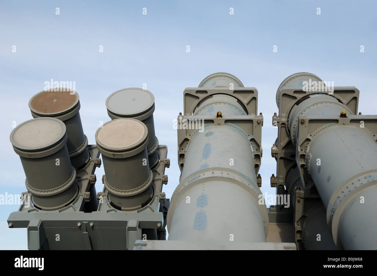 Main missile system on board a frigate Hessen Stock Photo