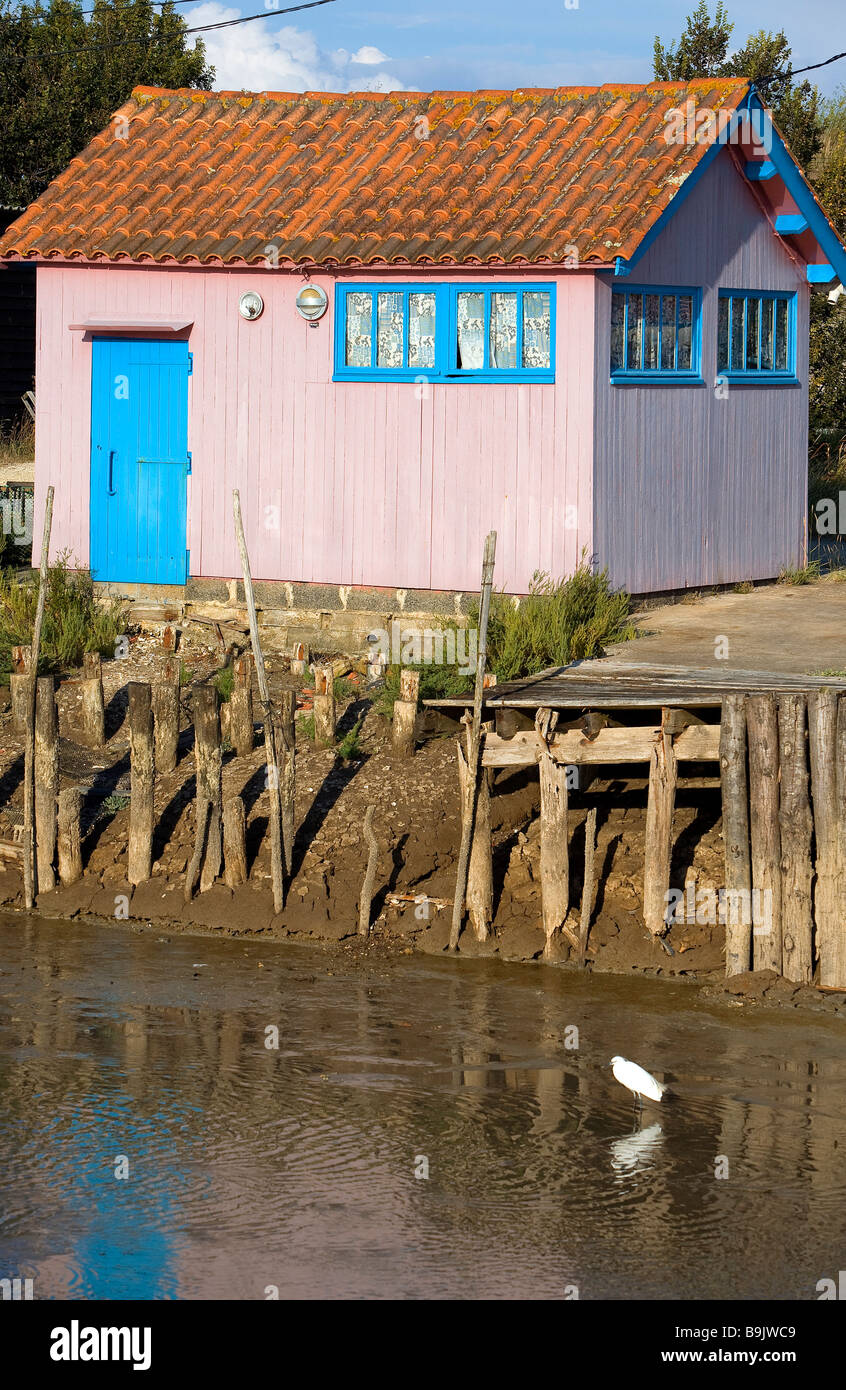 France, Charente Maritime, Ile d' Oleron, Le Chateau d' Oleron, oyster farmer's hut Stock Photo