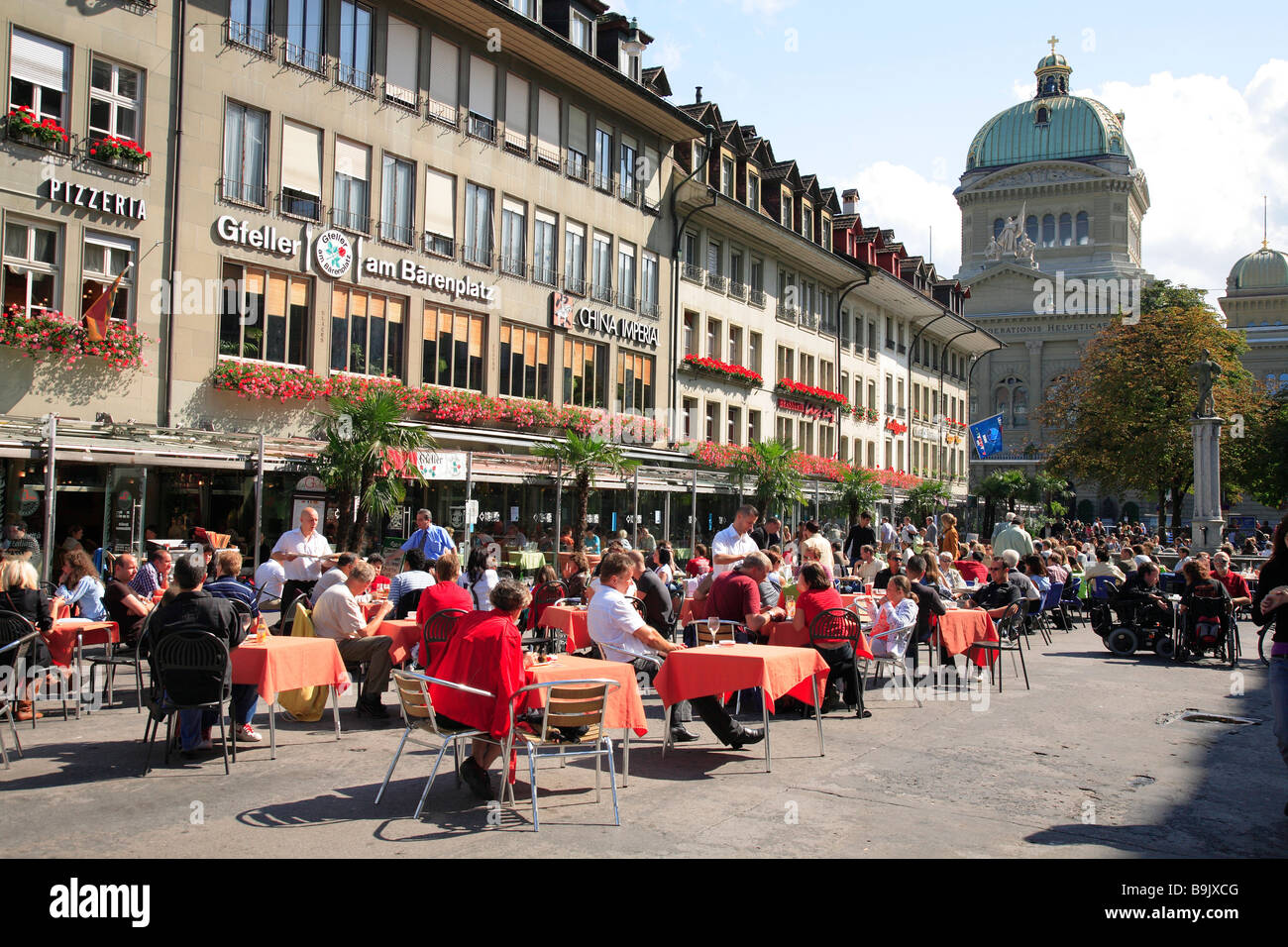 city centre at the Bärenplatz of Bern Switzerland Stock Photo