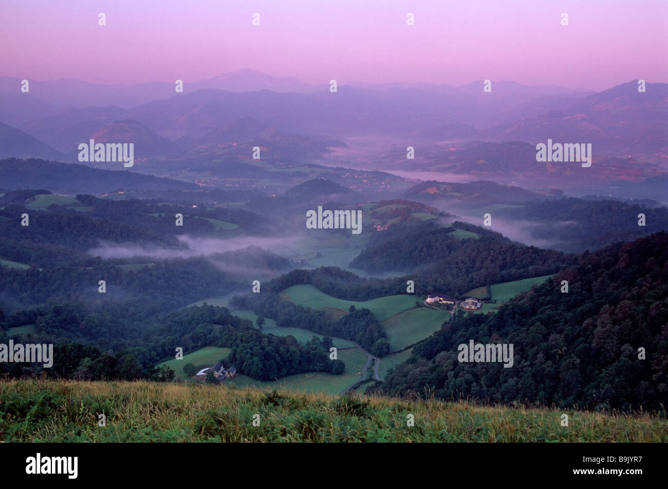 France, Pyrenees Atlantiques, countryside around Saint Jean Pied de Port village, on the Saint James' Way Stock Photo
