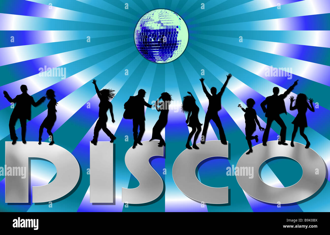 disco party blue Stock Photo