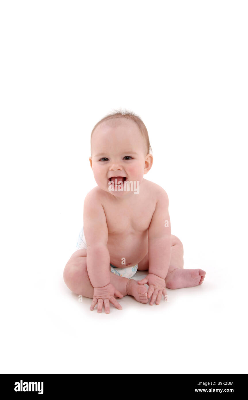 8 eight month old baby wearing nappy diaper Stock Photo Alamy