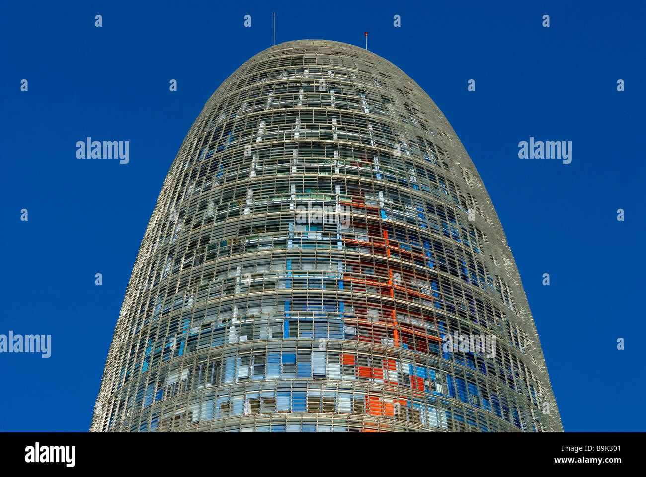 Spain, Catalonia, Barcelona, Agbar Tower by architect Jean Nouvel Stock
