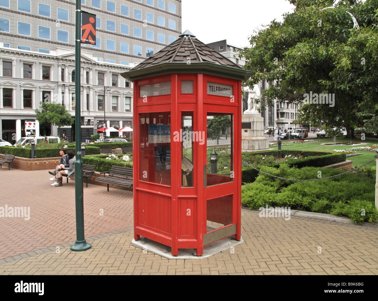 Telephone box Christchurch New Zealand Stock Photo Alamy