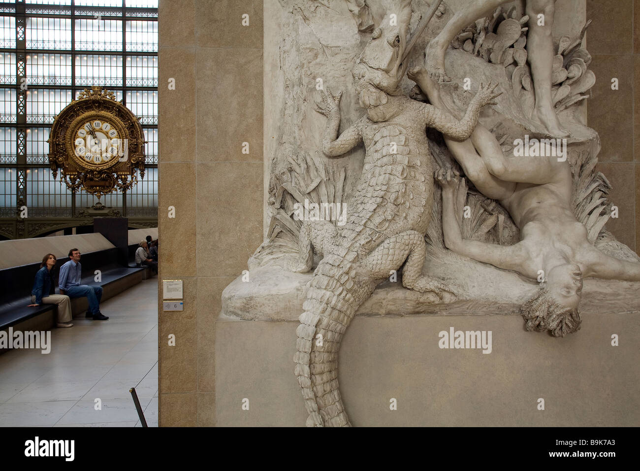 France, Paris, Musee d' Orsay, Les chasseurs d'alligator dit Les Nubiens (The Nubians) plaster haut-relief cast ordered to Stock Photo