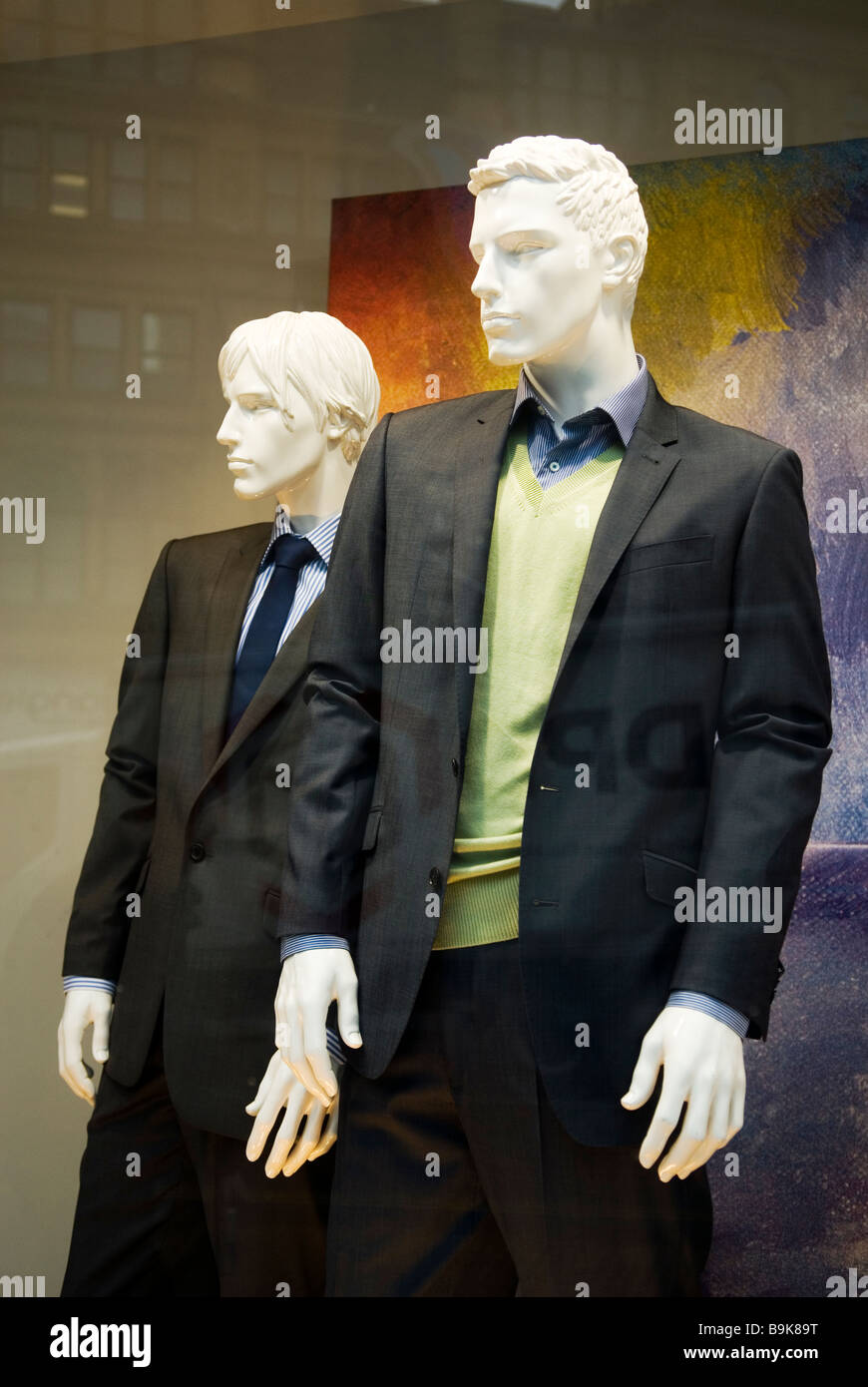 Mannequins in Next clothing store window display Manchester city centre UK Stock Photo