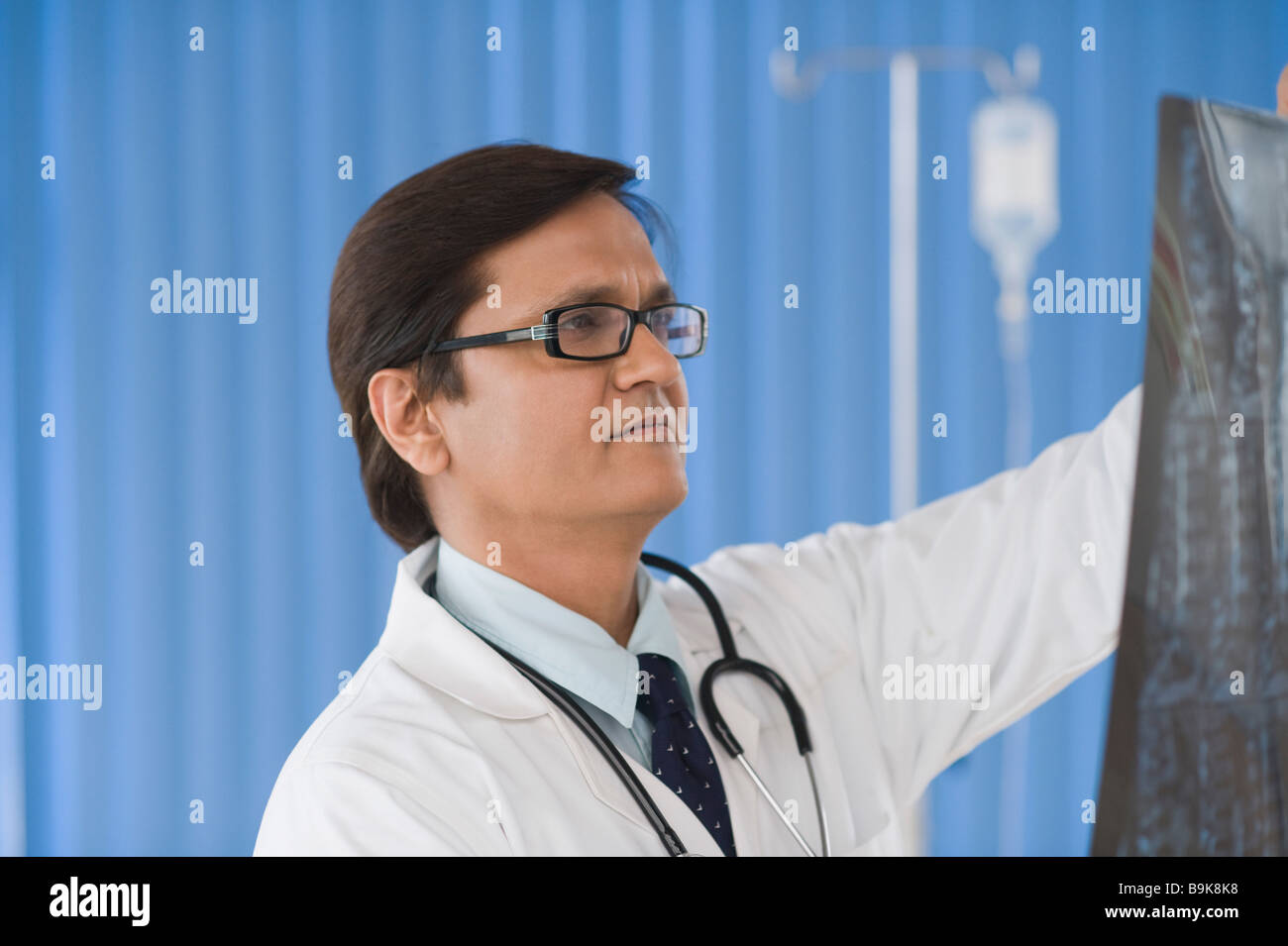 Doctor examining an x-ray report Stock Photo