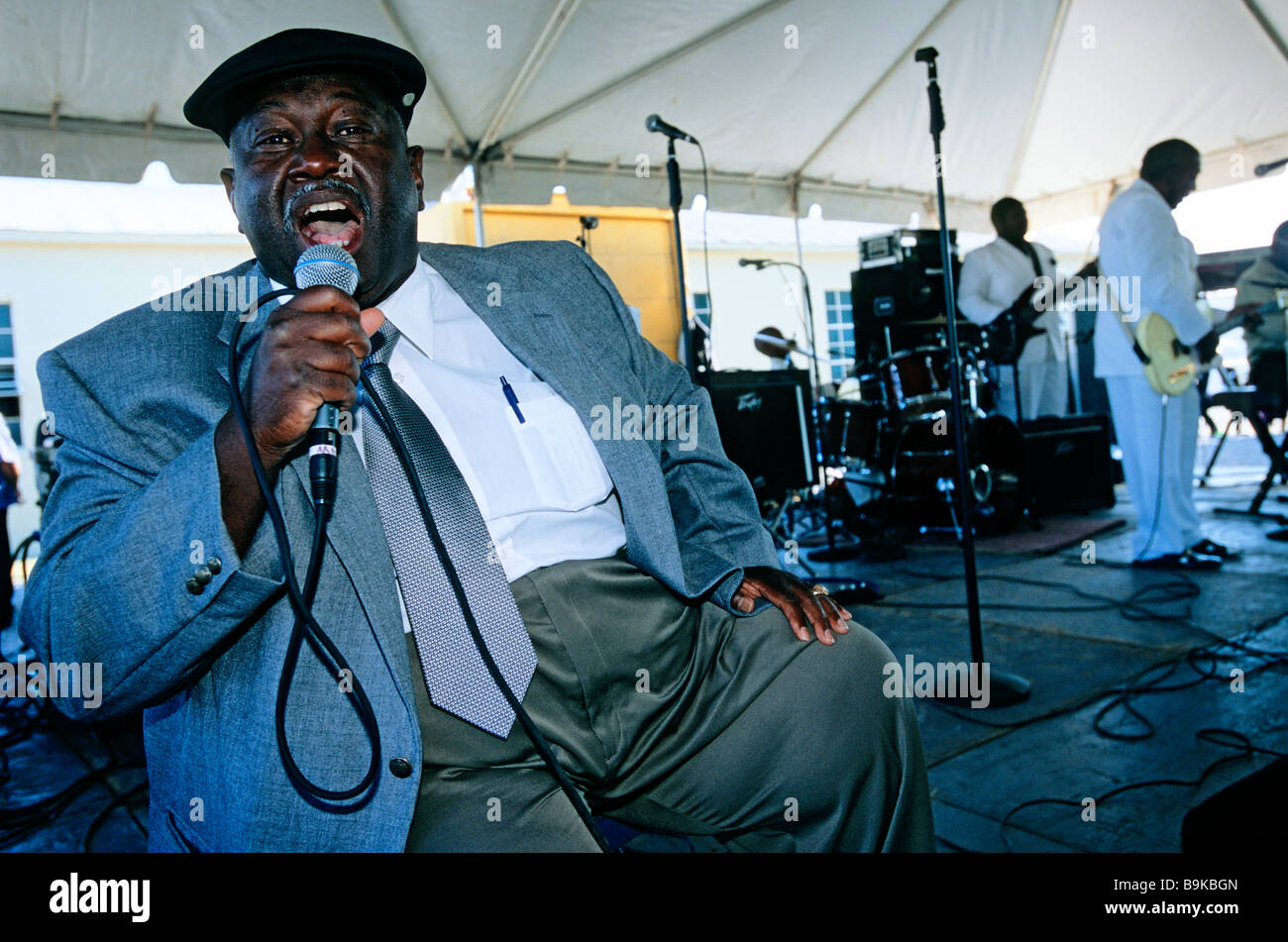 United States, Mississippi, Bluesman Oneal Dean at a Gospel festival in Indianola where B.B. King is born Stock Photo