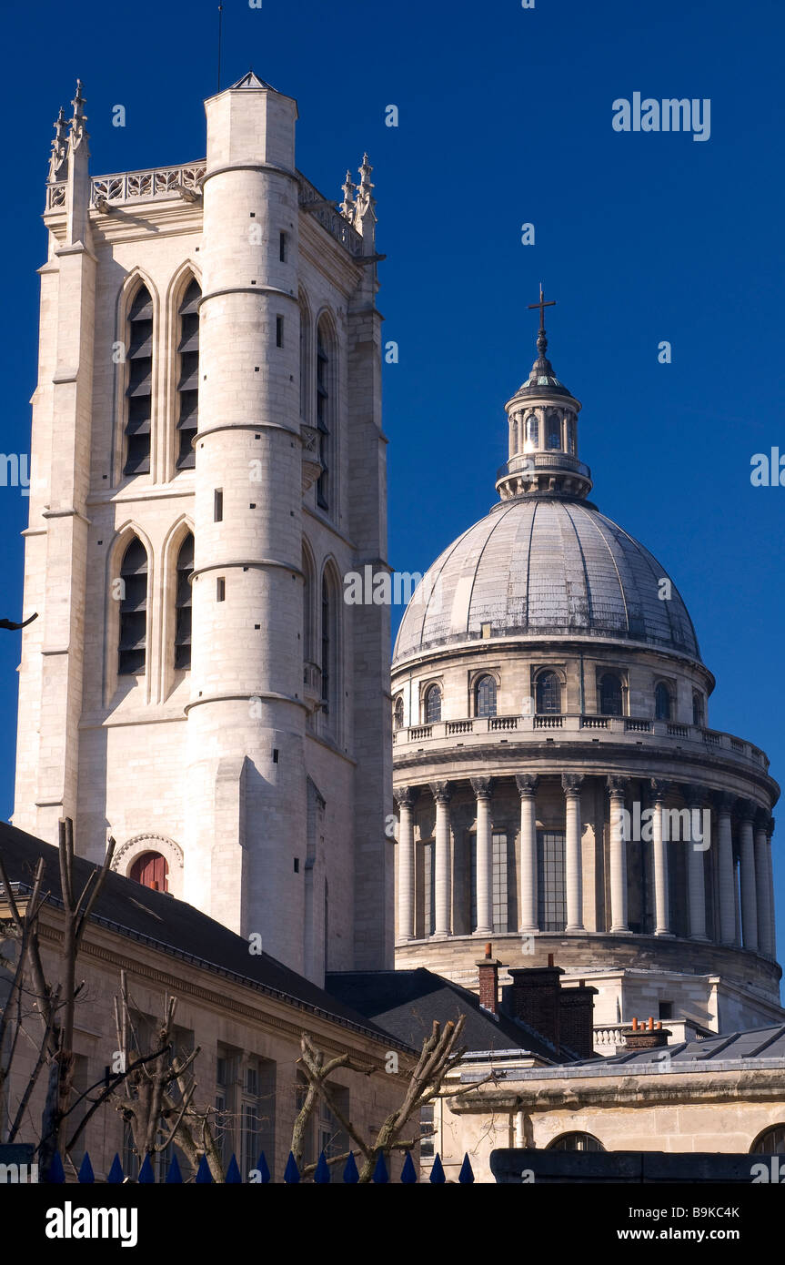 France, Paris, the Clovis tower and the Pantheon Stock Photo