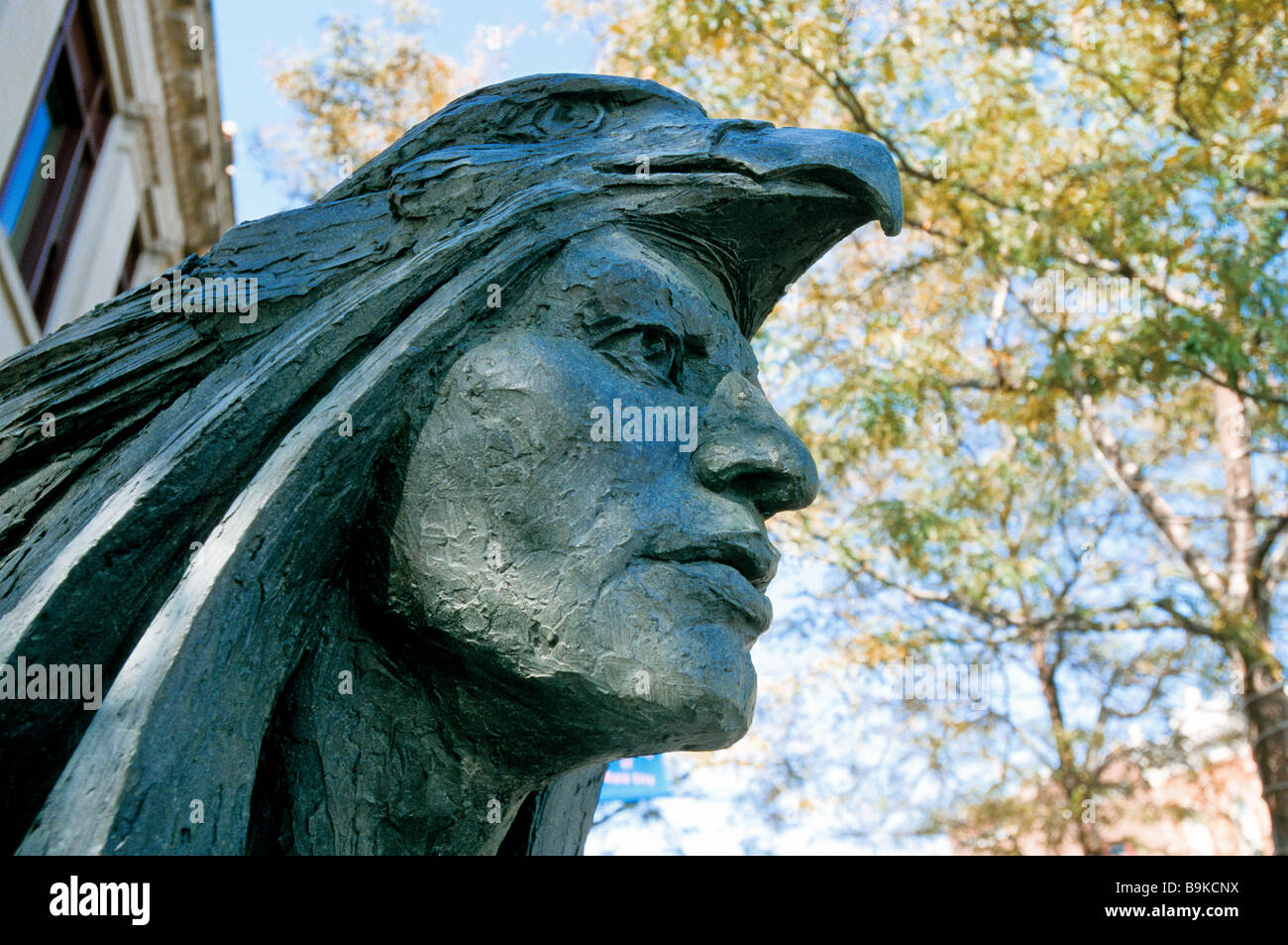 United States, South Dakota, Rapid City, sculpture of an Indian man Stock Photo