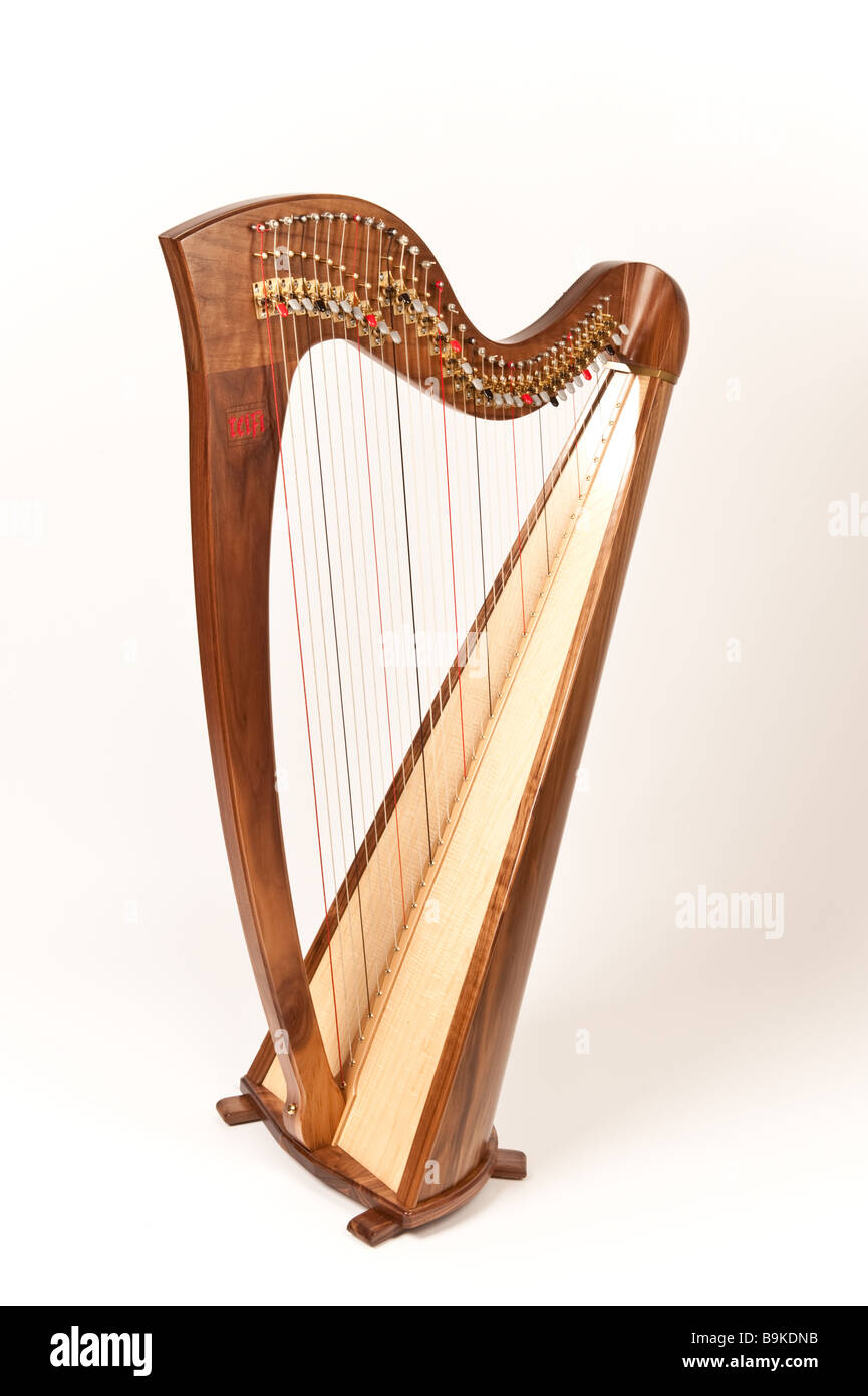 A traditional welsh harp by Telynau Teifi, Wales UK Stock Photo