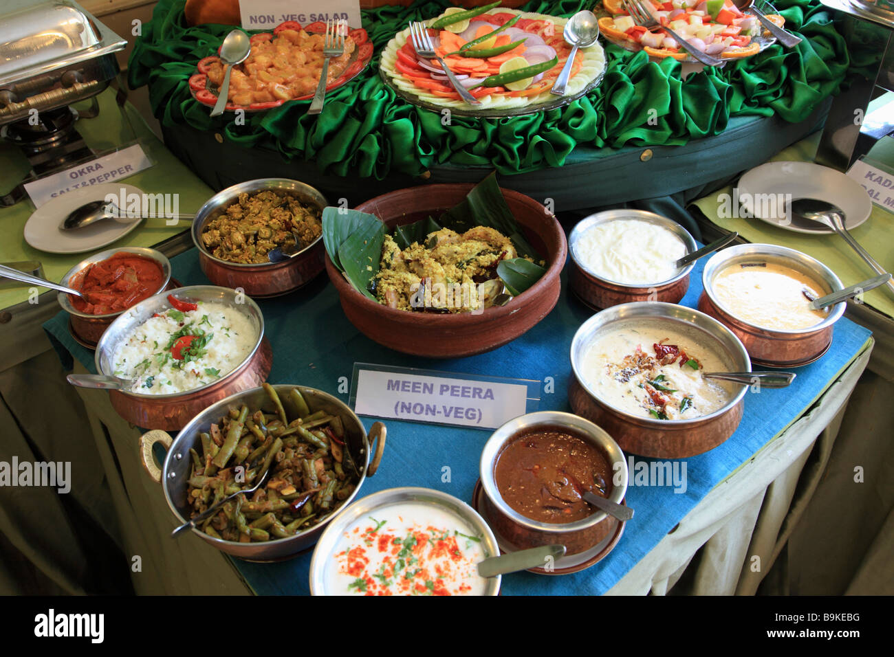 India Kerala Alappuzha Alleppey restaurant indian buffet Stock Photo