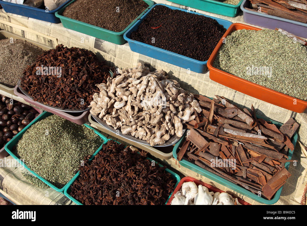 India Kerala Alappuzha Alleppey spice market spices Stock Photo Alamy