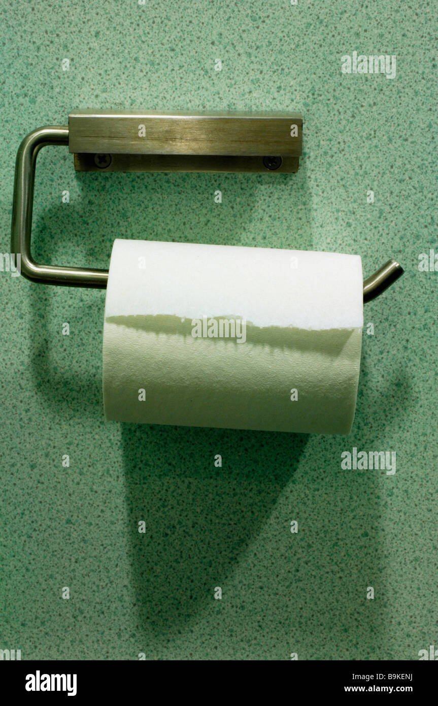 still life of toilet paper roll and holder Stock Photo Alamy