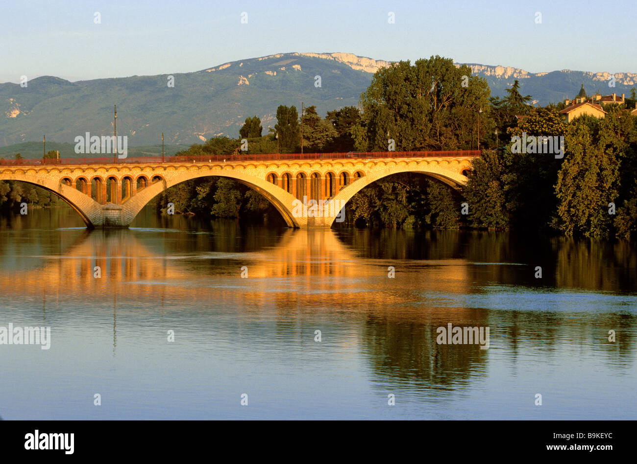 France, Drome, Romans sur Isere, bridge over Isere River Stock Photo