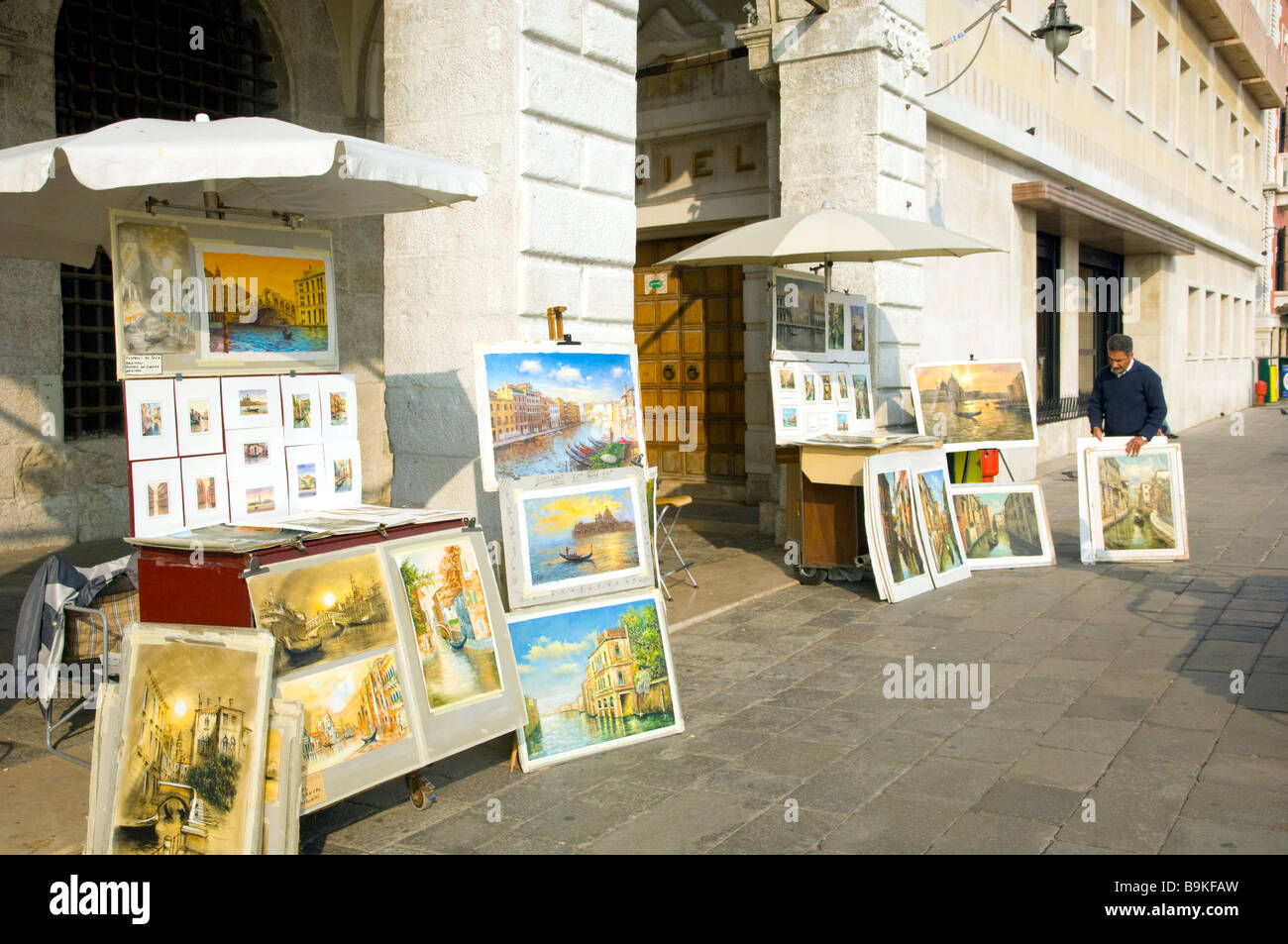 Souvenir shops along the waterfront in Venice Italy Stock Photo Alamy