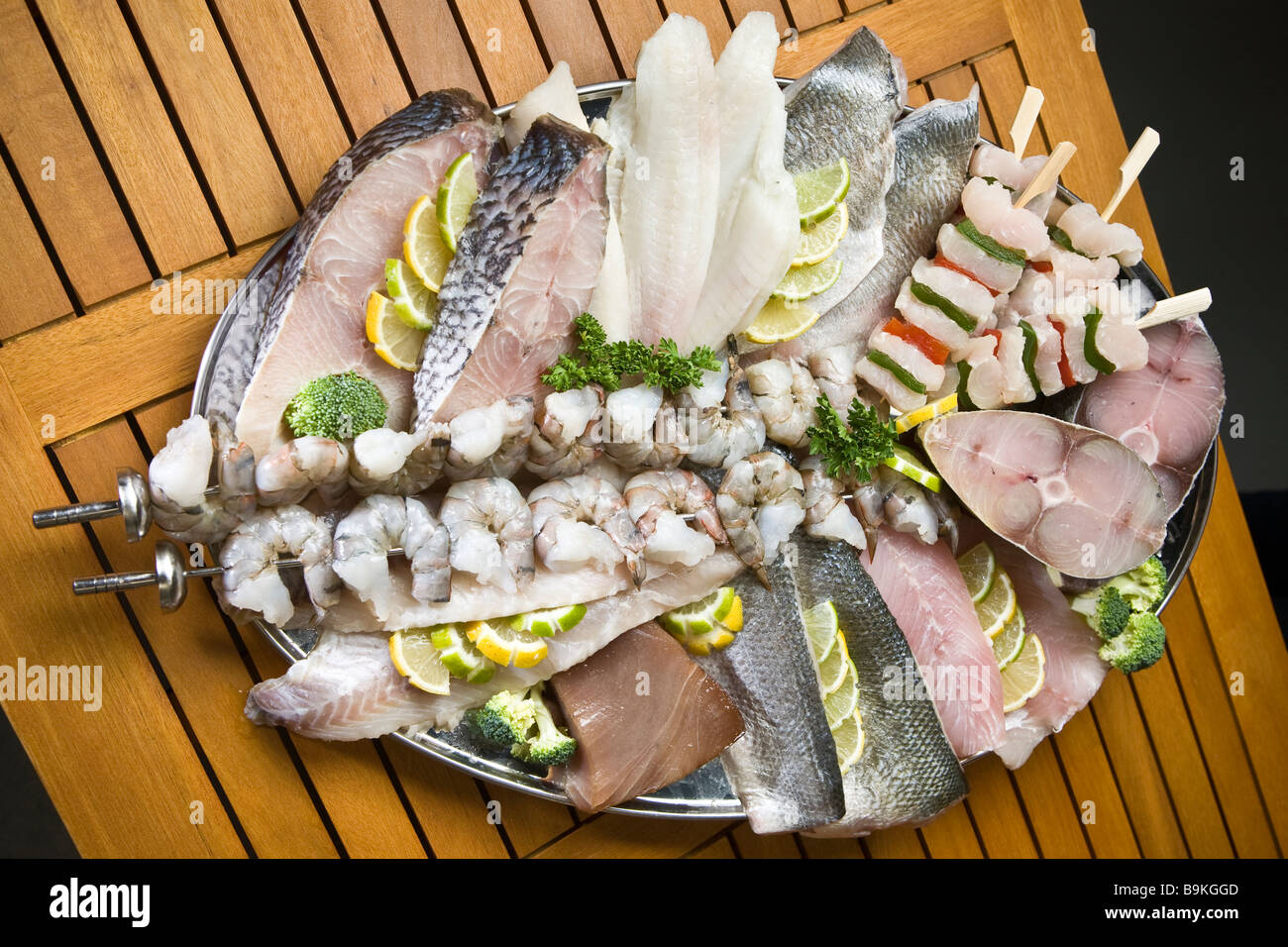 assorted raw fish platter Stock Photo Alamy