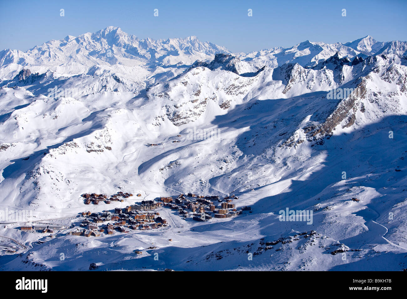 France, Savoie, Val Thorens seen from the Cime de Caron (3198m), Mont