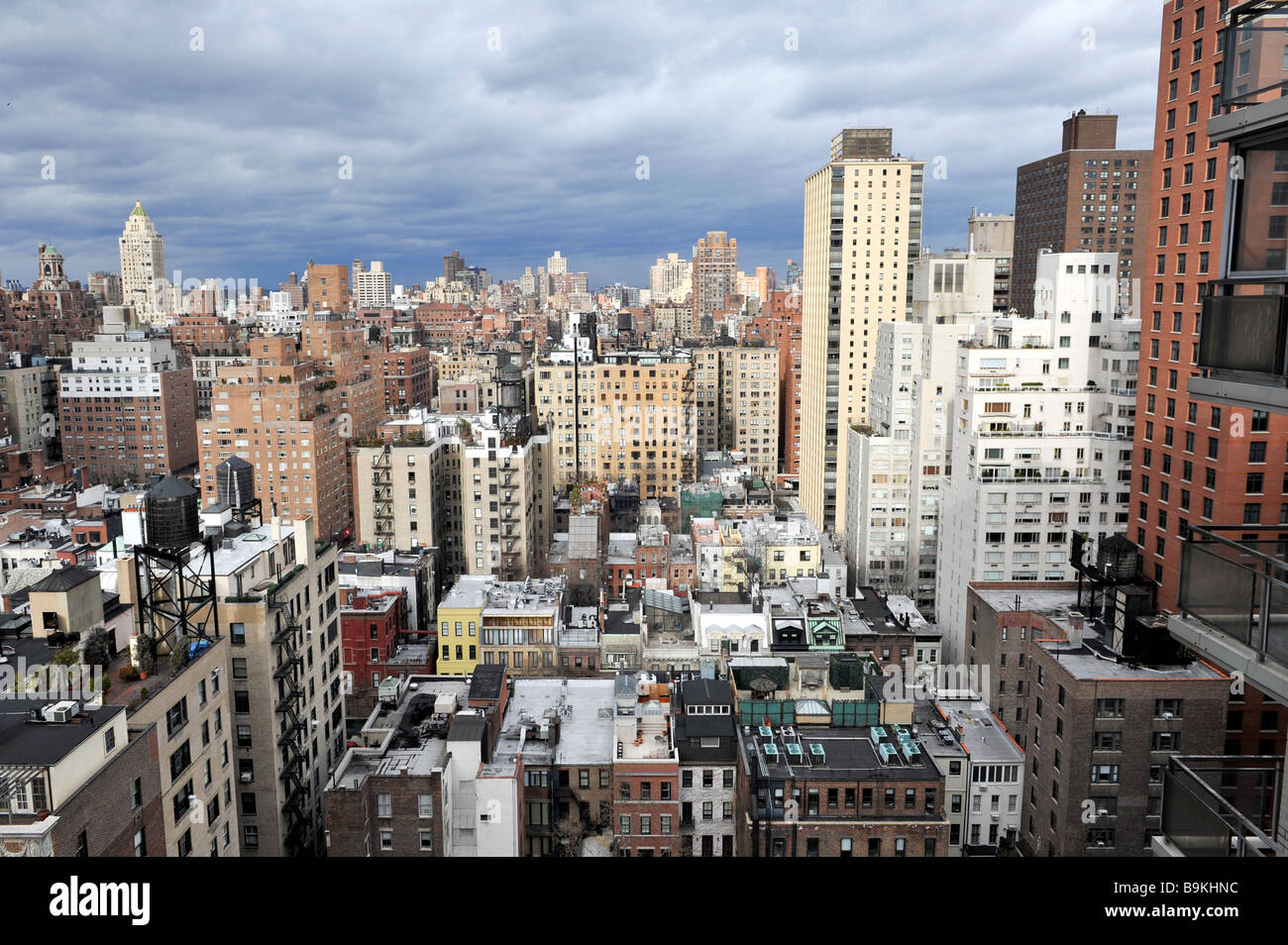 Sun and Rain Clouds over New York Skyline Stock Photo