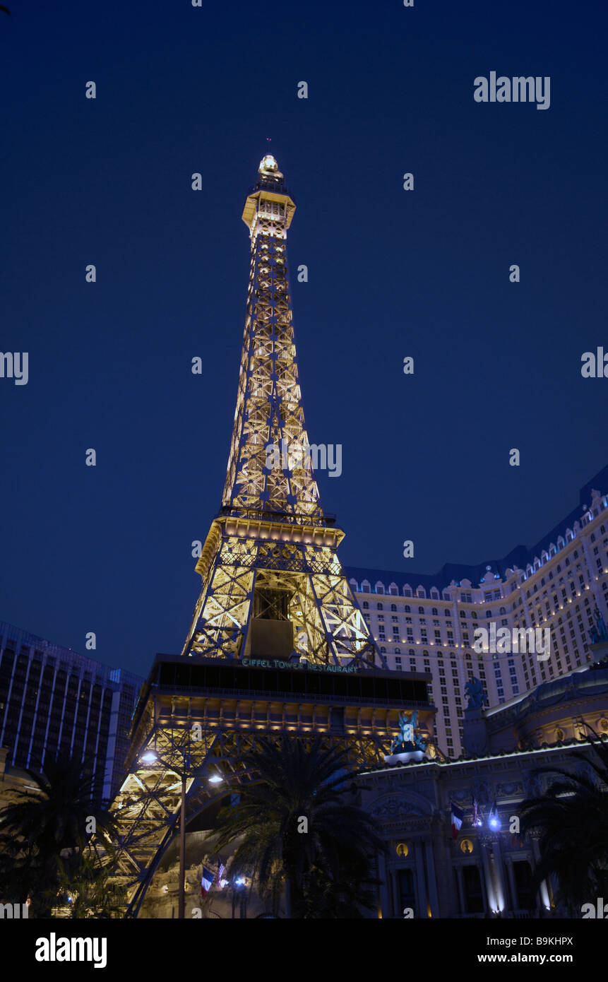 Illuminated Paris Las Vegas Hotel and Casino at night, with replica Eiffel  Tower, Night Scene, The Strip, Las Vegas Strip Stock Photo - Alamy