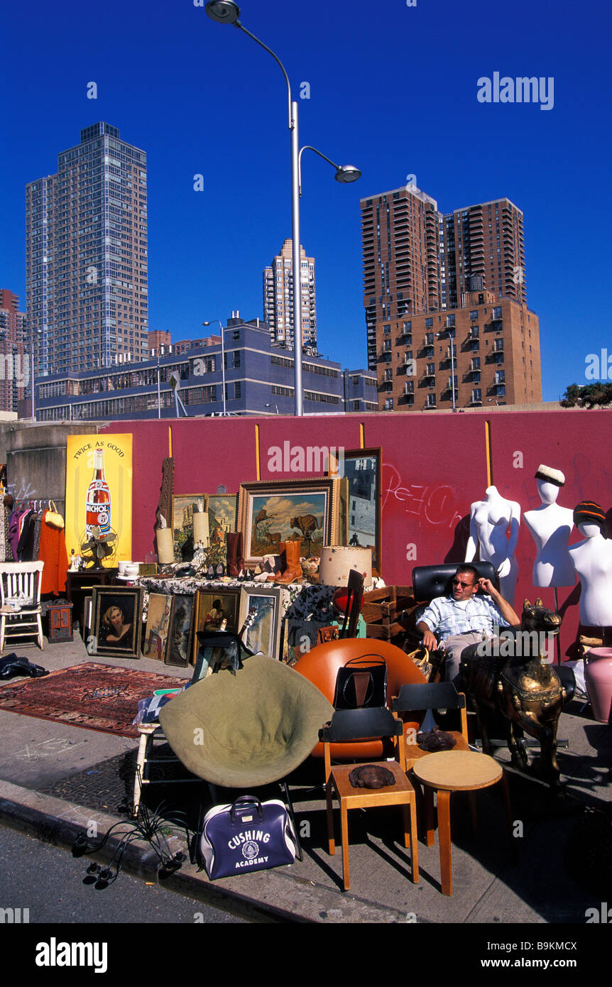 United States, New York City, Mahattan, Hell's Kitchen, flea market Stock Photo