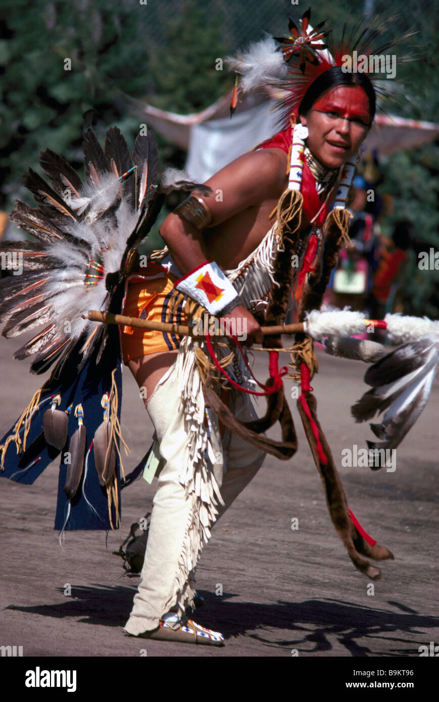 Native American Indian Dancer in Traditional Regalia at a Pow Wow on an ...