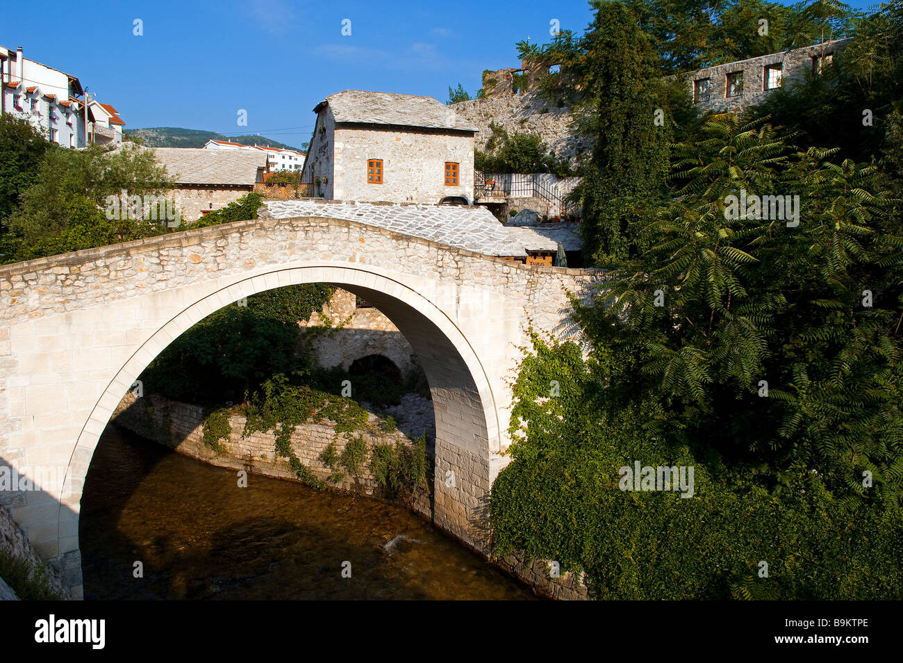 Bosnia and Herzegovina, Mostar, classified as World Heritage by UNESCO, Crooked Bridge (Kriva Cuprija) Stock Photo