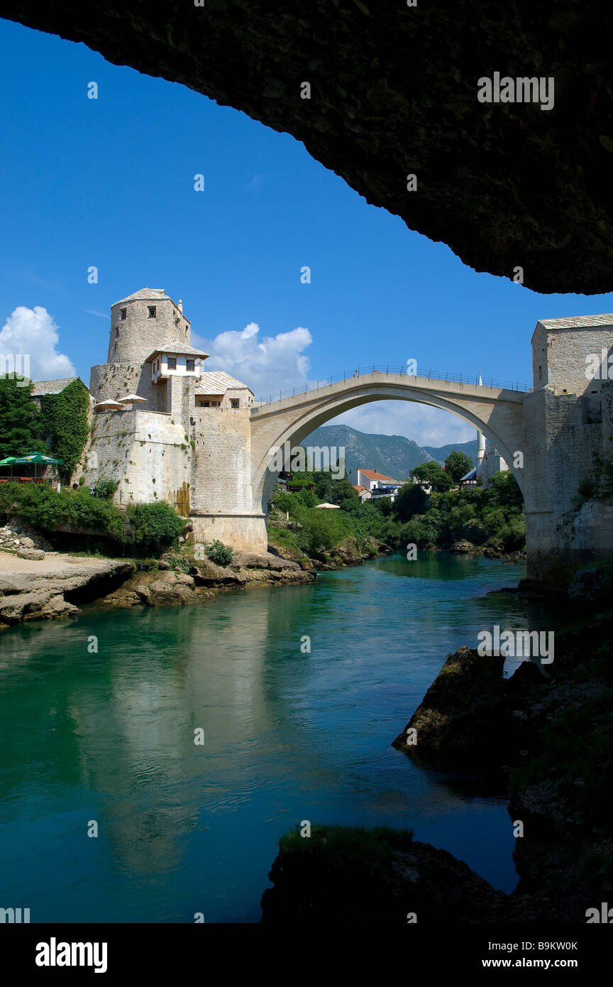 Bosnia and Herzegovina, Mostar, classified as World Heritage by UNESCO, Old Bridge (Stari most) Stock Photo