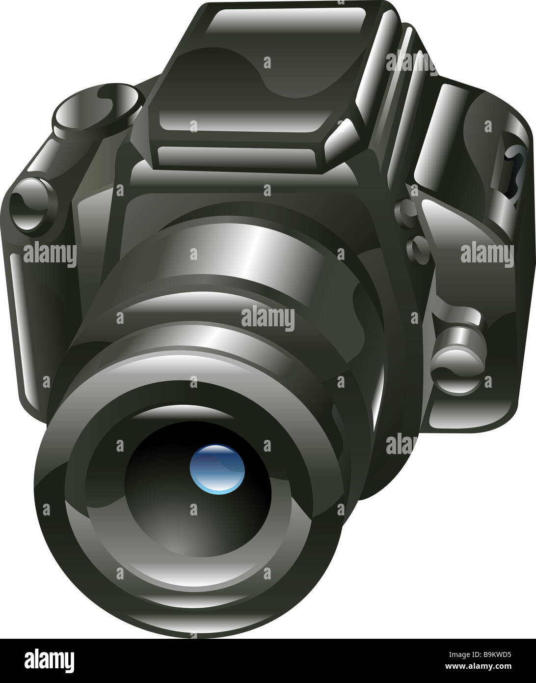 A stylised shiny digital camera illustration or icon Stock Photo
