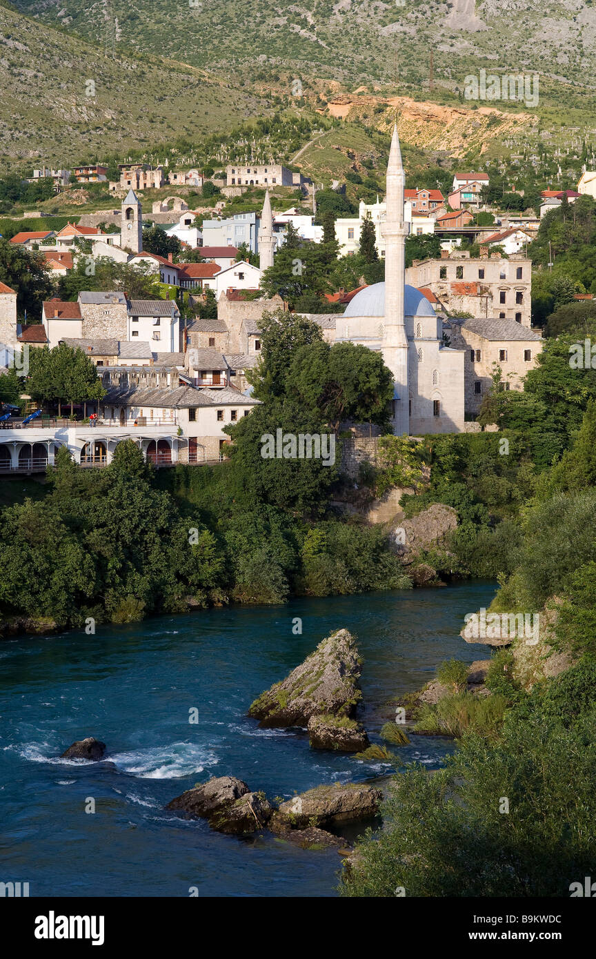 Bosnia and Herzegovina, Mostar, classified as World Heritage by UNESCO, Neretva river Stock Photo