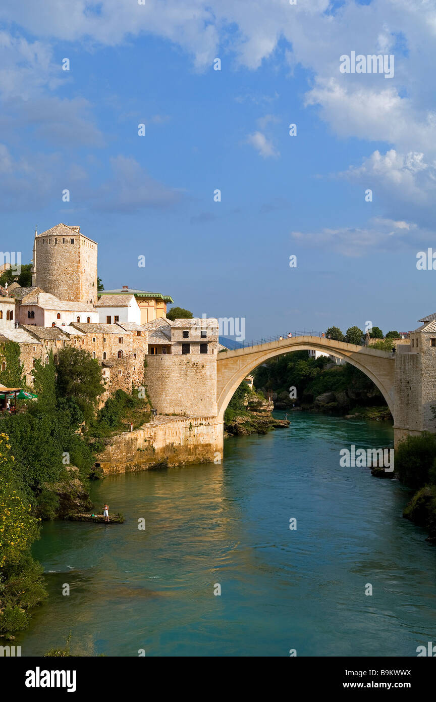 Bosnia and Herzegovina, Mostar, classified as World Heritage by UNESCO, Old Bridge (Stari most) Stock Photo