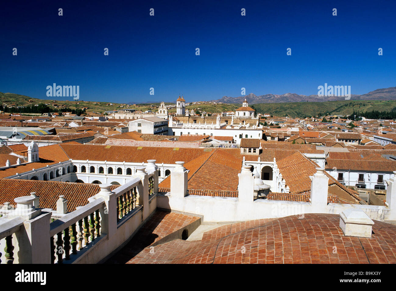 Bolivia, Chuquisaca department, Sucre, town classified as World Heritage by UNESCO, panoramic view of the colonial town Stock Photo