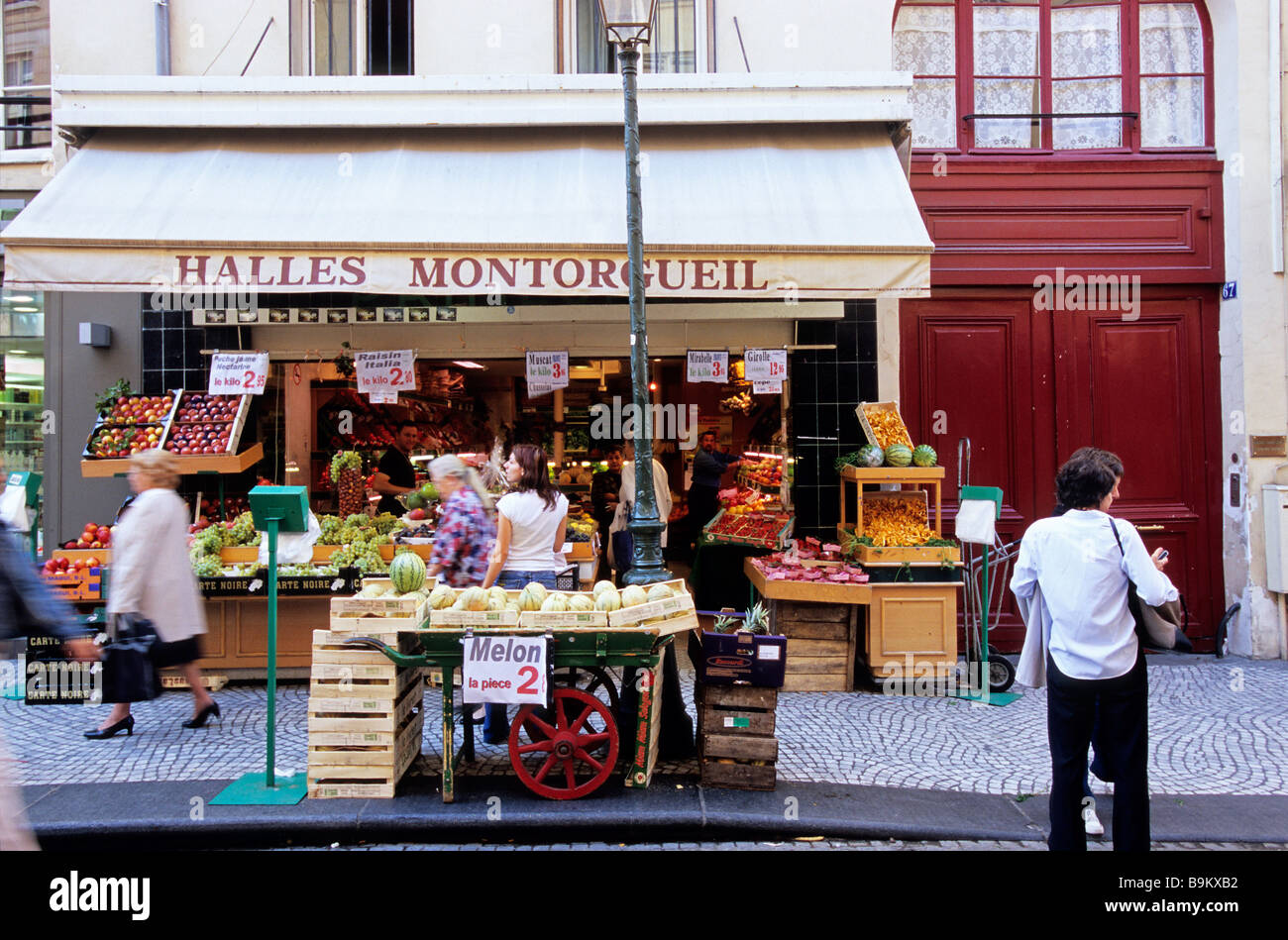 France, Paris, grocer's in Rue Montorgueil Stock Photo