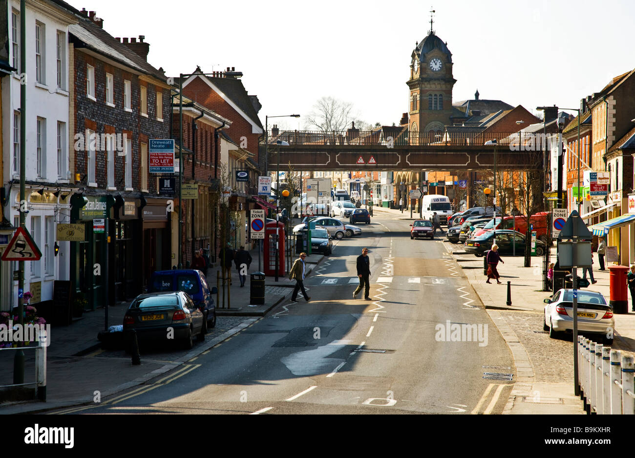 The High Street in Hungerford Berkshire England UK with the railway ...