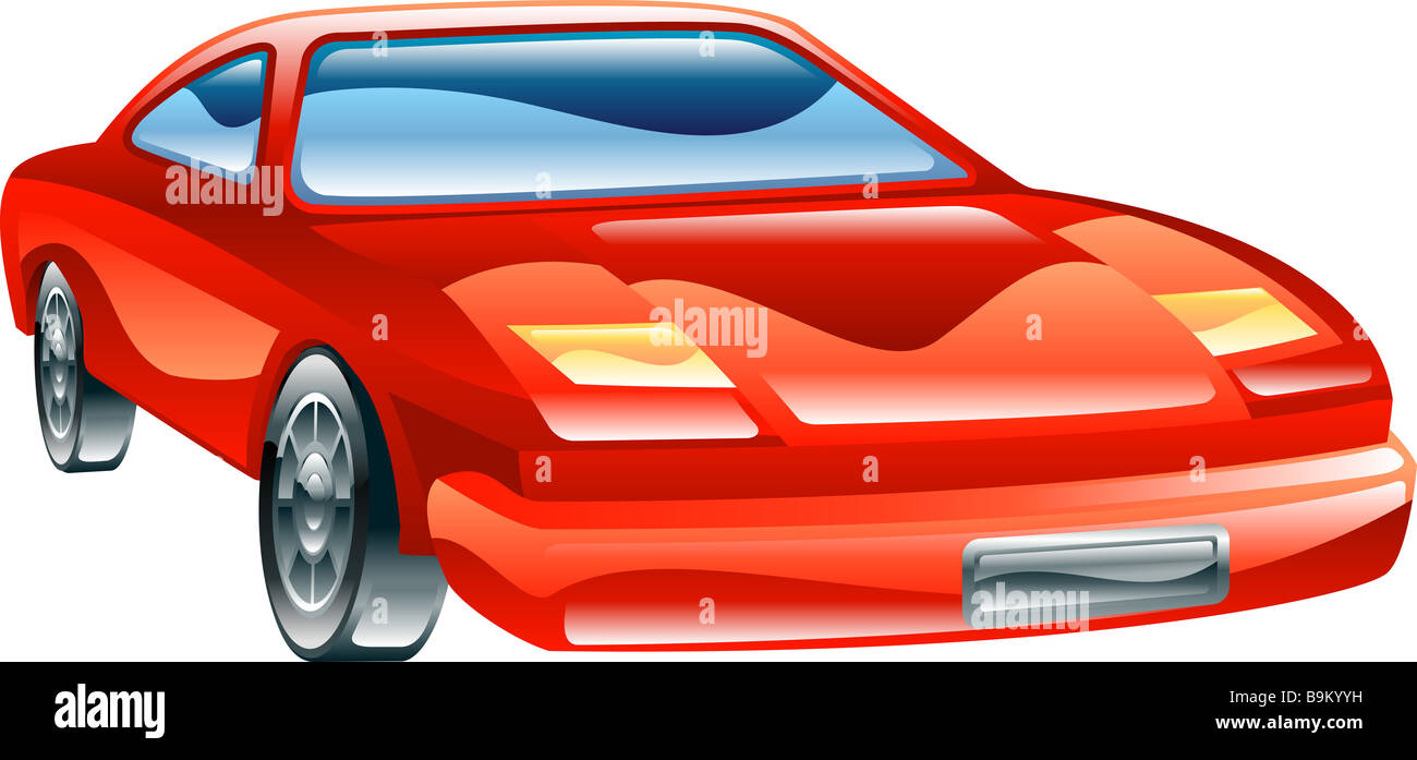 A glossy stylised red sports car icon Stock Photo