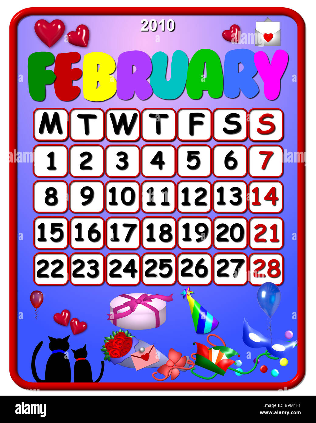 Calendar February 2010 Stock Photo Alamy
