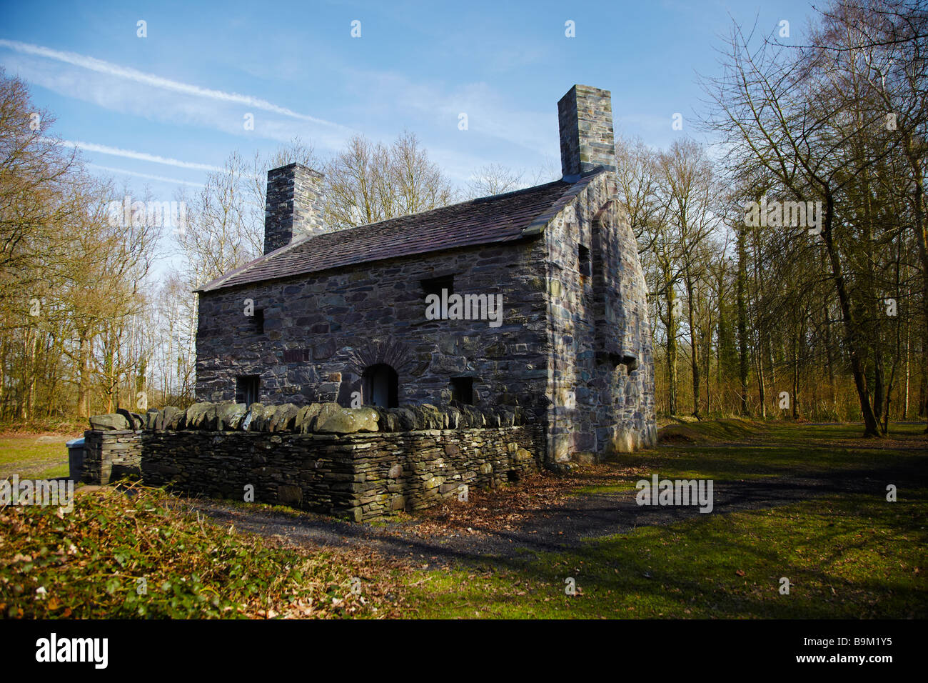 Y Garreg Fawr, North Wales Slate Cottage, St Fagans National History Museum, St Fagans, Wales, UK Stock Photo