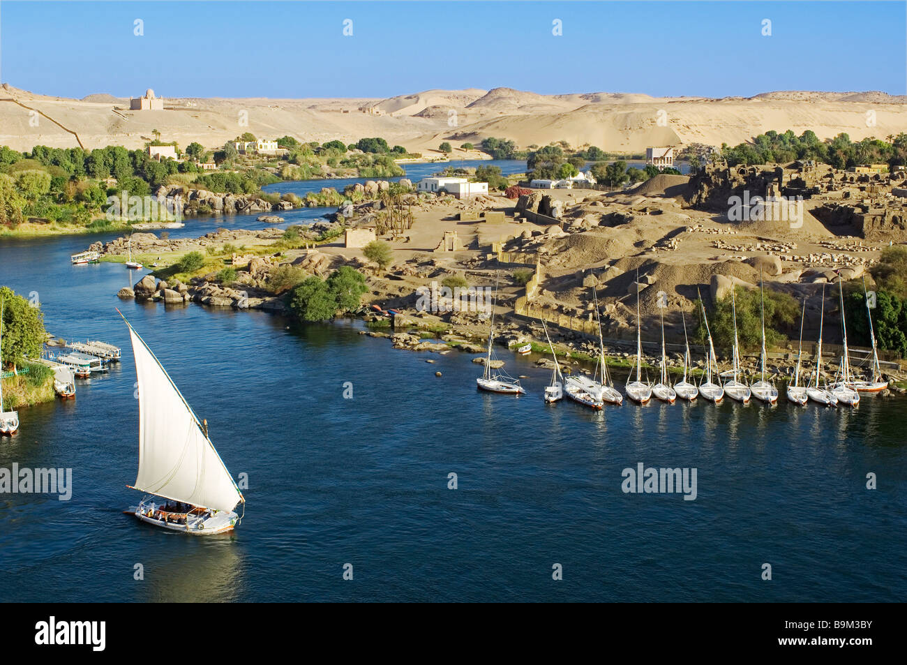Egypt, Upper Egypt, Elephantine Island, archeological excavations site of Satis and Khnoum temples Stock Photo